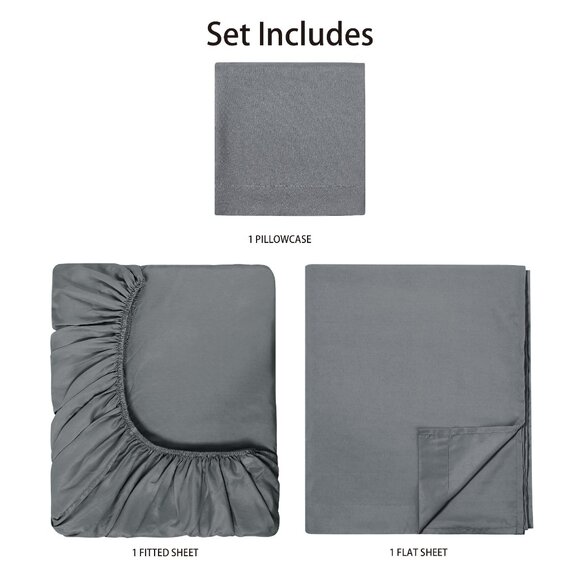 Mainstays Basic Value Microfiber Bed Sheet Set, Grey , Twin, 3 Piece - Picture 5 of 6